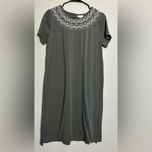 J. Jill Charcoal Embroidered Dress